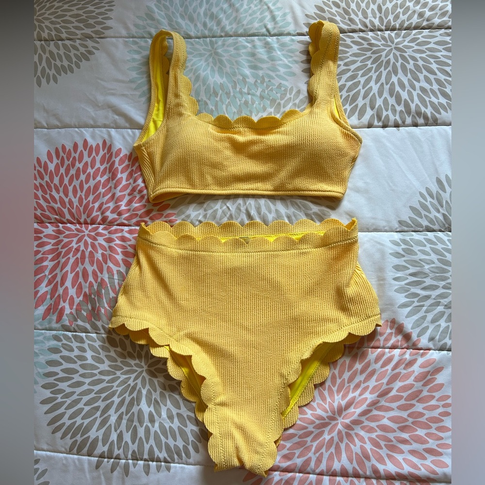 Baltic Born, Yellow Scalloped High Waisted bikini